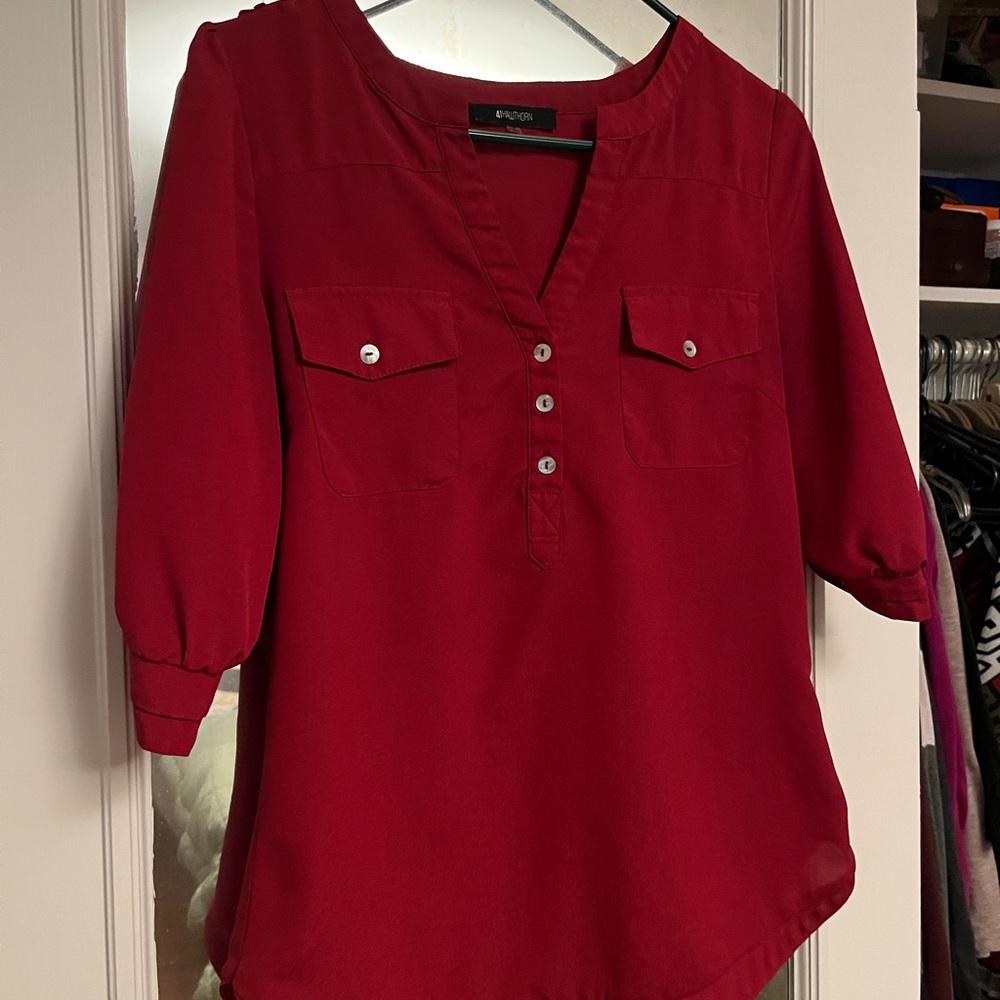 Eloquii Women's Red Blouse